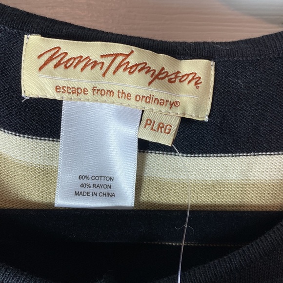 Norm Thompson Cardigan 2 piece Stripped Color Block Sweater Set Short Sleeves - Picture 2 of 6